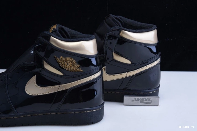 Reps TB JORDAN (2020) RETRO 555088-032 GOLD 1 HIGH AIR METALLIC BLACK 0705